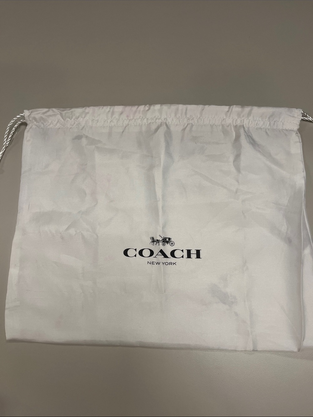Coach White Drawstring Logo Dust Bag